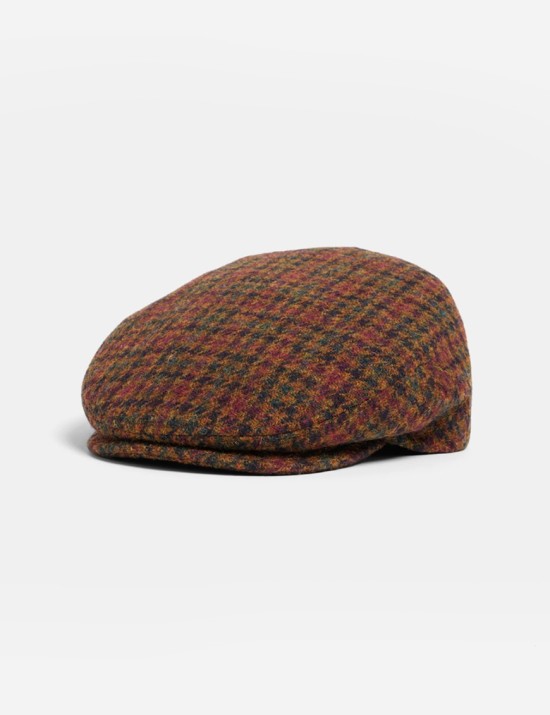 Prince of Wales check tweed newsboy beret