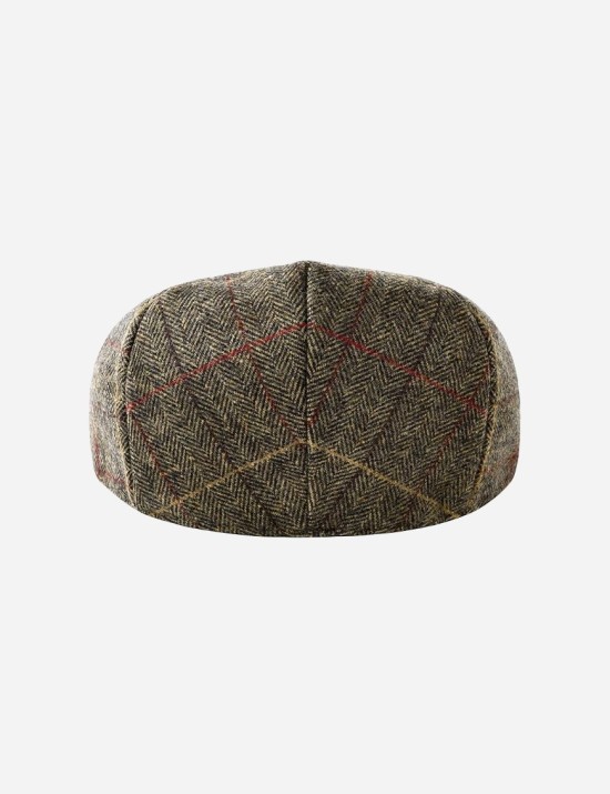 Prince of Wales check tweed newsboy beret