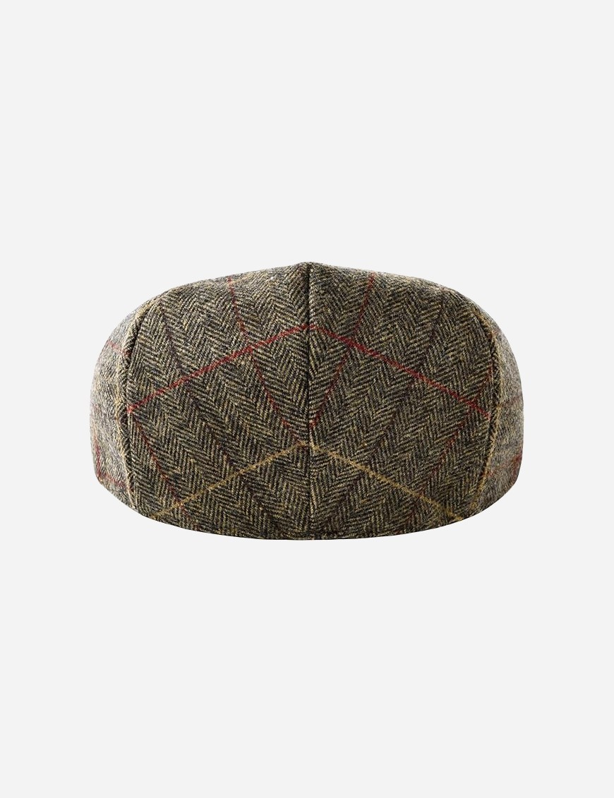 Prince of Wales check tweed newsboy beret