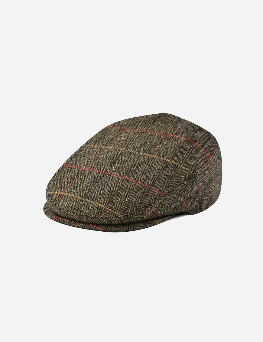 Prince of Wales check tweed newsboy beret